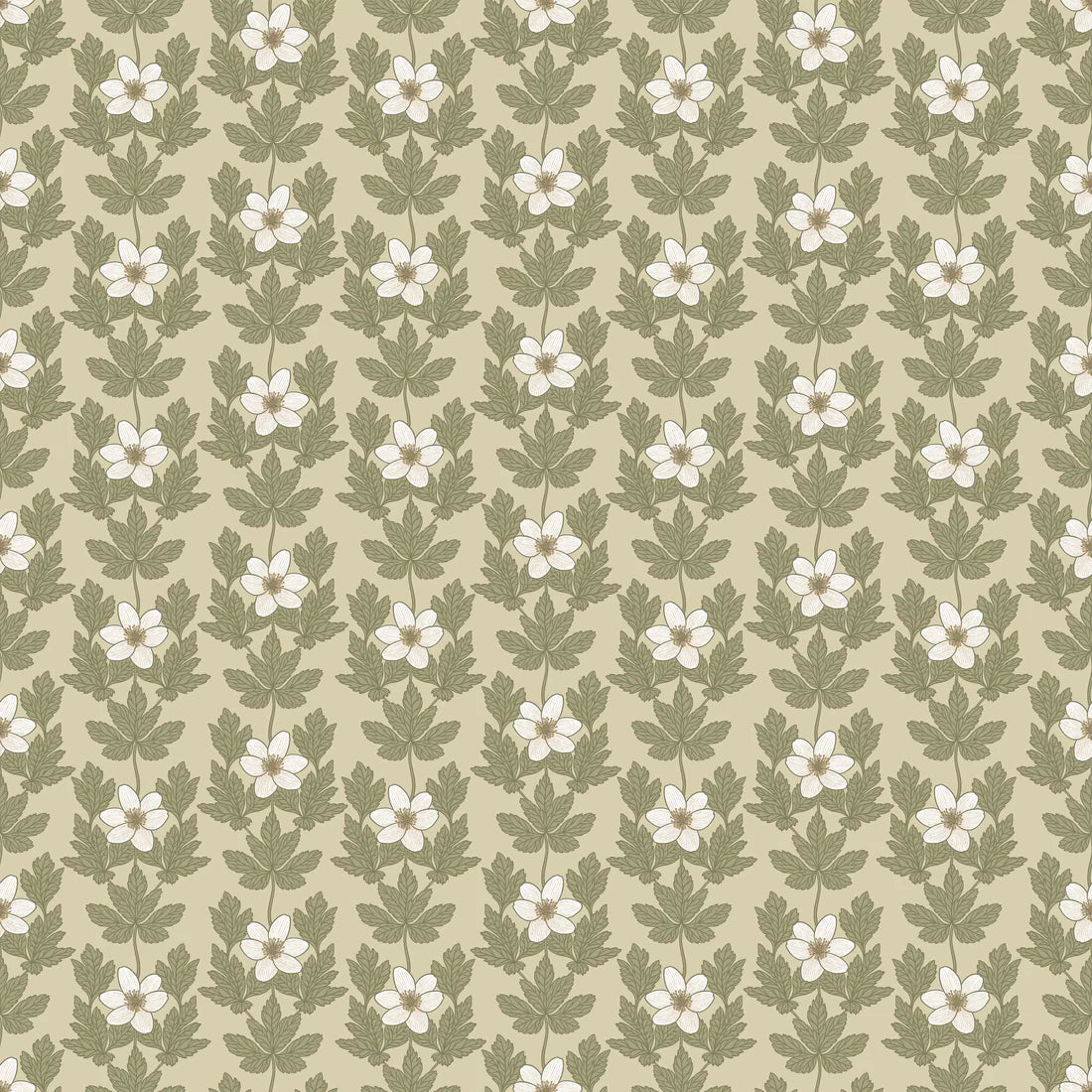 Summer Gray Wood Anemone Wallpaper Wood Anemone Beige - Hola BB