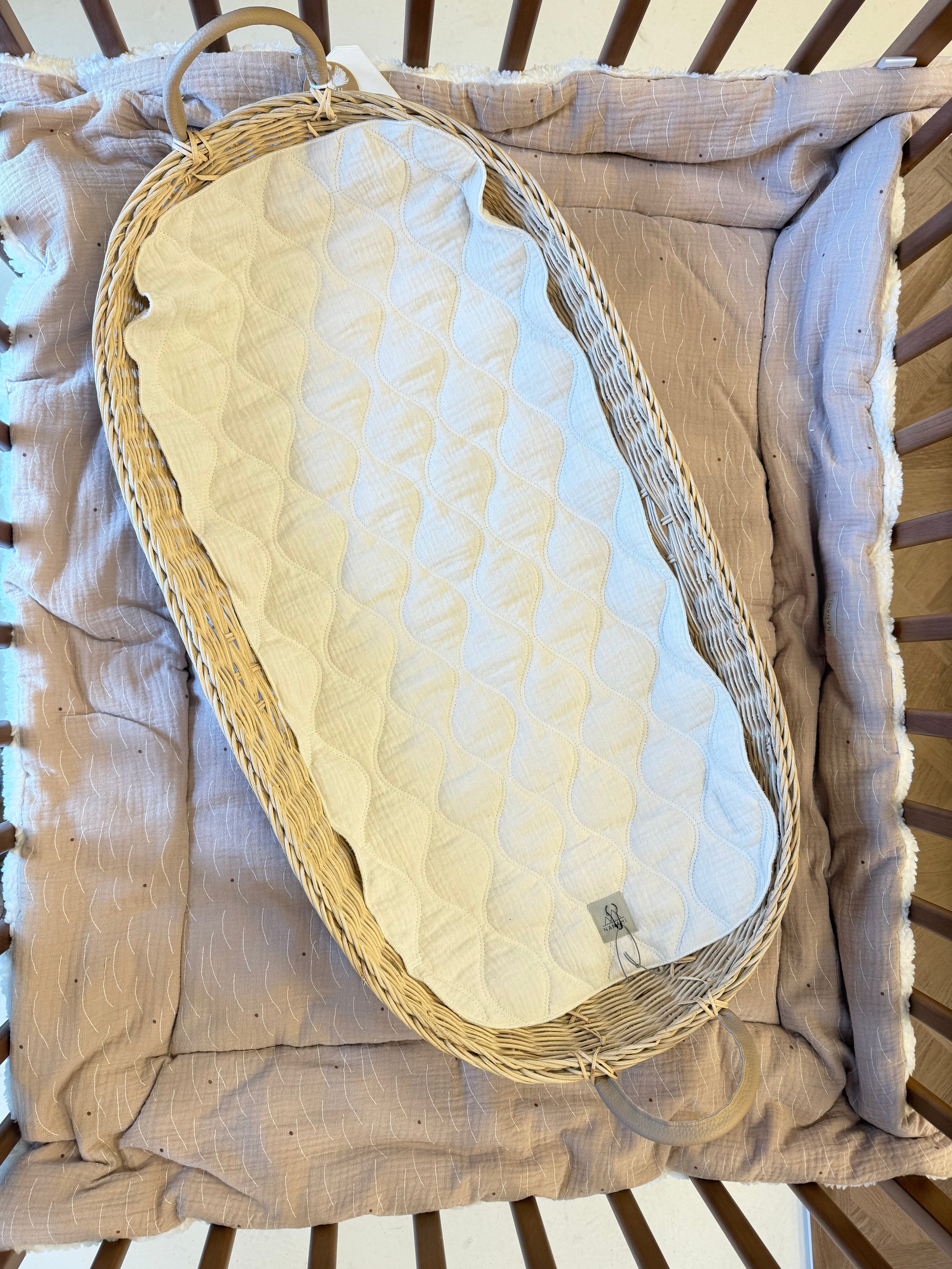 Organiczna wkładka do wózka/kołyski - bawełna w wzór wave