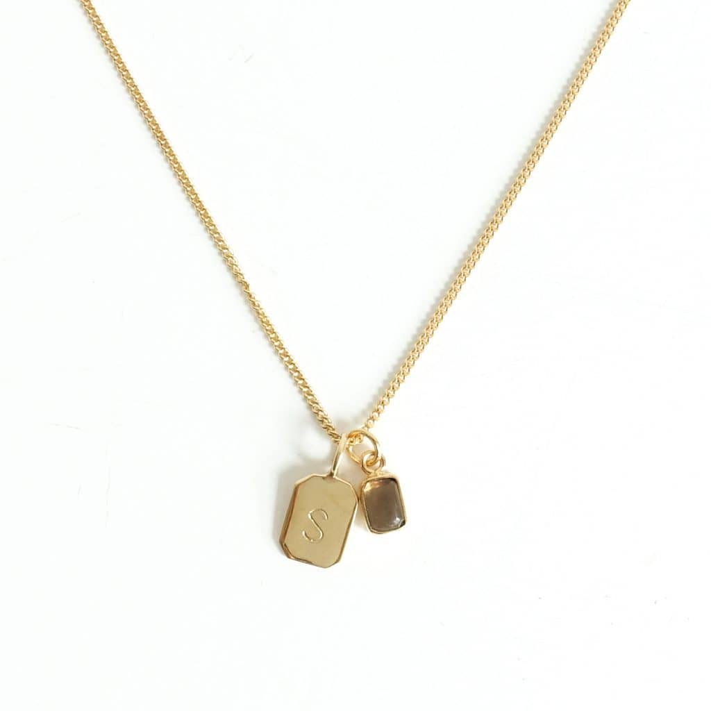 MAYLI Gold Birth Stone Initial Pendant - Multiple stones  - Hola BB