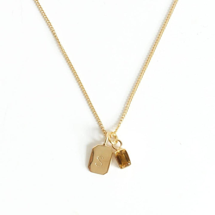 MAYLI Gold Birth Stone Initial Pendant - Multiple stones  - Hola BB